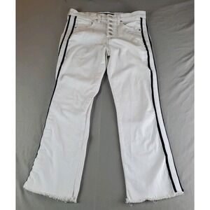 Veronica Beard Jeans 27 Carloline 10" Baby Boot Fray Flare Stretch White OD Wash